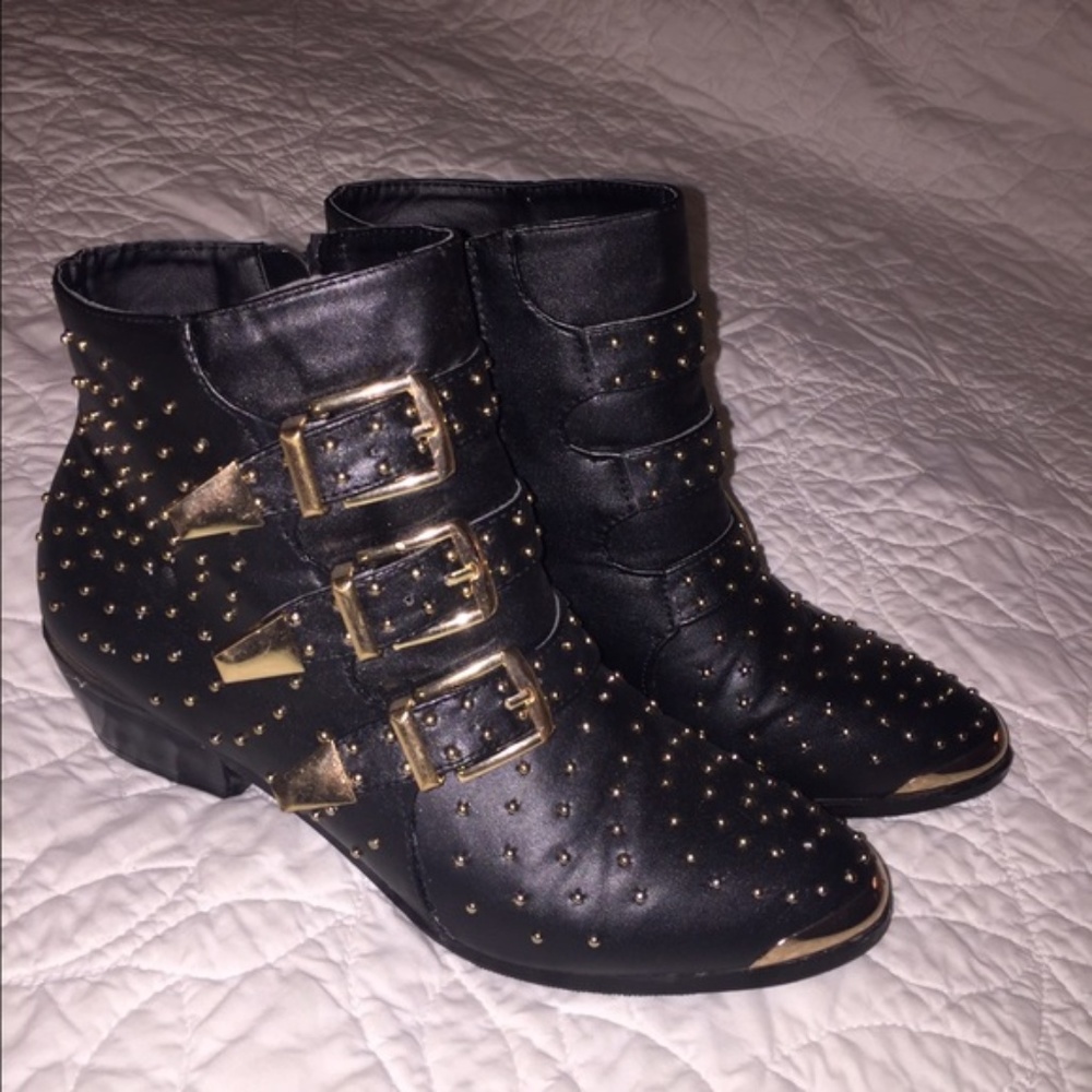 Black & Gold Boots size 7